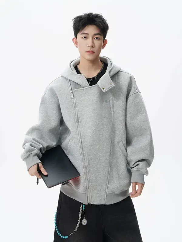Deconstructed Asymmetrical Zip Hoodie | The Korean Fashion