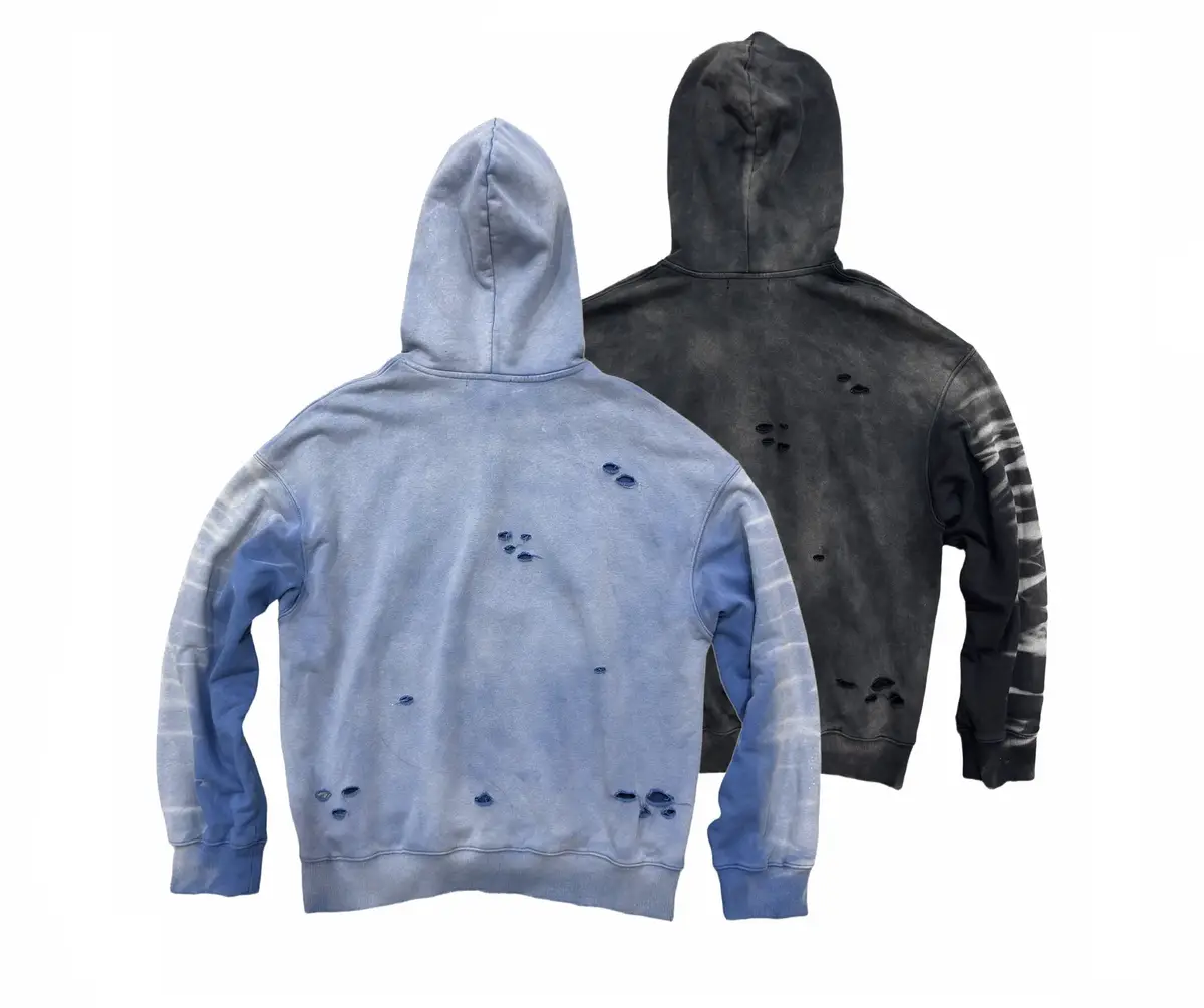 Distressed Graphic Drop Shoulder Hoodie | Korean Fashion