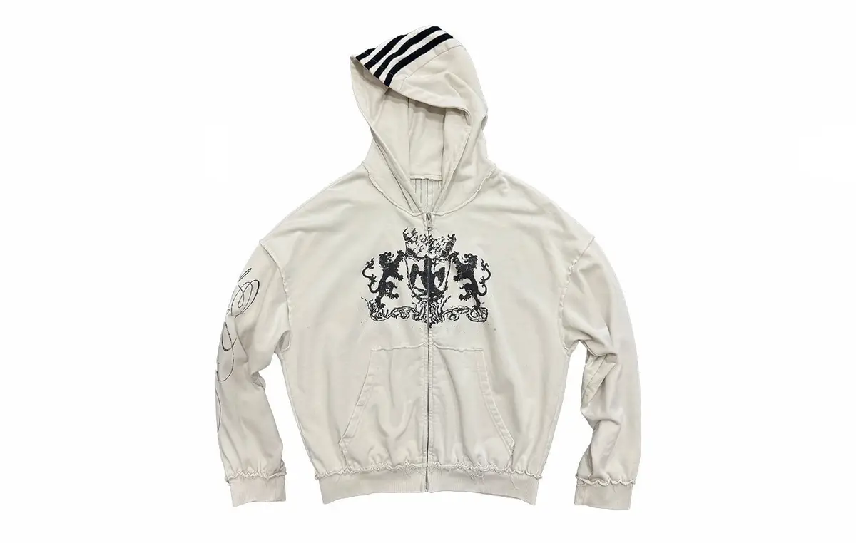 Pearl Embroidered Zip Hoodie | The Korean Fashion