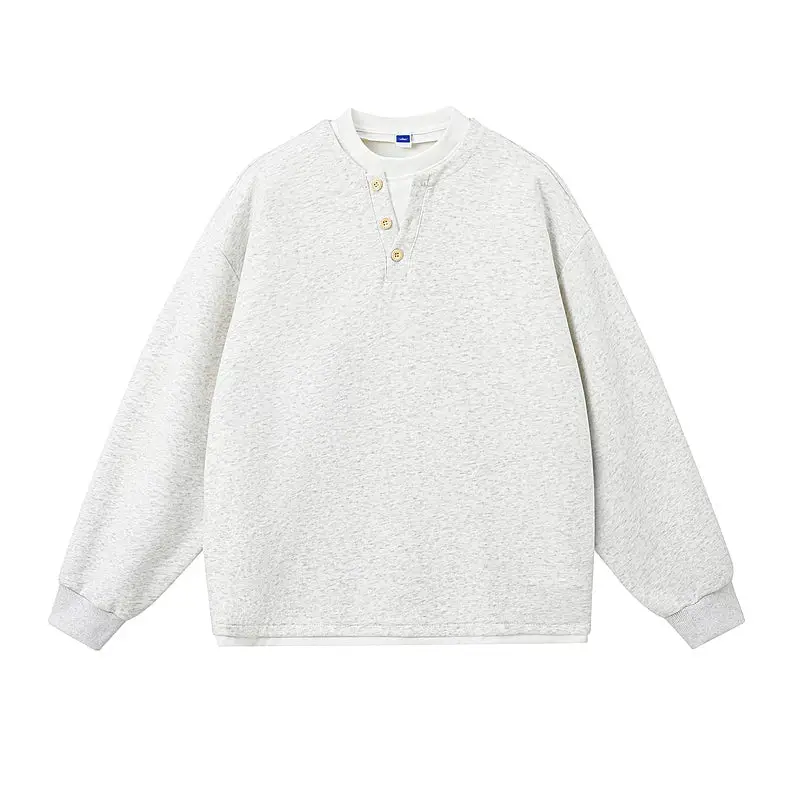 トップス 90s fake layered henley neck thermal tee Faux Layered Henley Long-Sleeve T-Shirt | The Korean Fashion