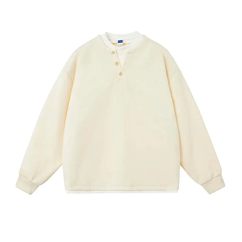 トップス 90s fake layered henley neck thermal tee Faux Layered Henley Long-Sleeve T-Shirt | The Korean Fashion