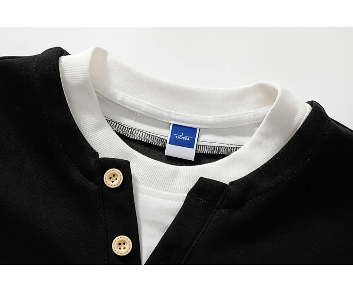 Faux Layered Henley Long-Sleeve T-Shirt | The Korean Fashion