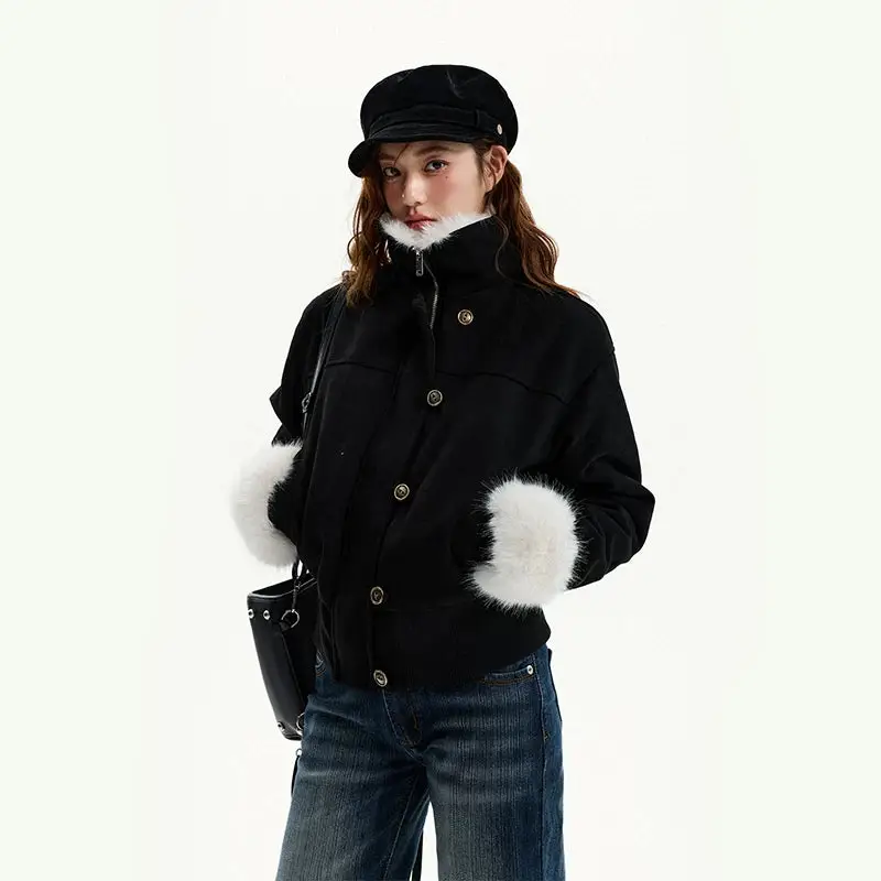 POPPY FRILL SHORT JACKET 【完売品】 Faux Shearling Trim Short Jacket | The Korean Fashion