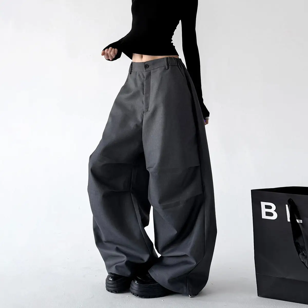 White Wide-Leg Casual Pants | The Korean Fashion