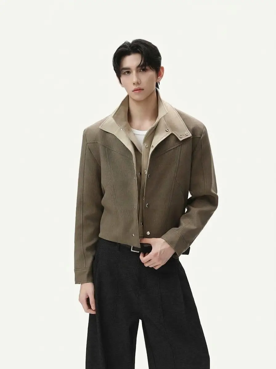 Layered Lapel Cropped Jacket | The Korean Fashion