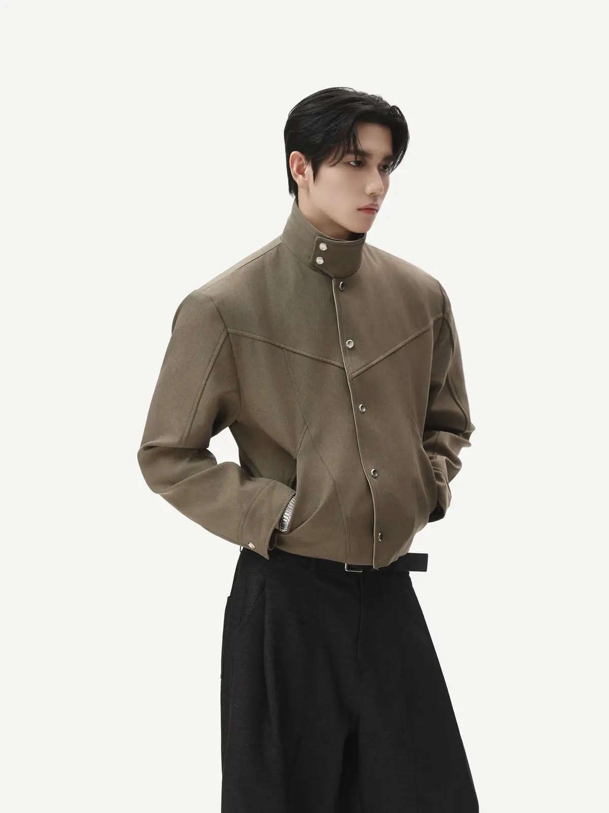 Layered Lapel Cropped Jacket | The Korean Fashion