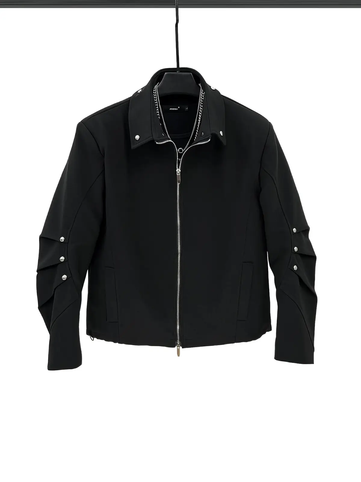 Pleated Sleeve Rivet Short Jacket | The Korean Fashion