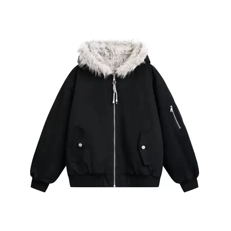 Reversible Fur Hooded Bomber Jacket | The Korean Fashion