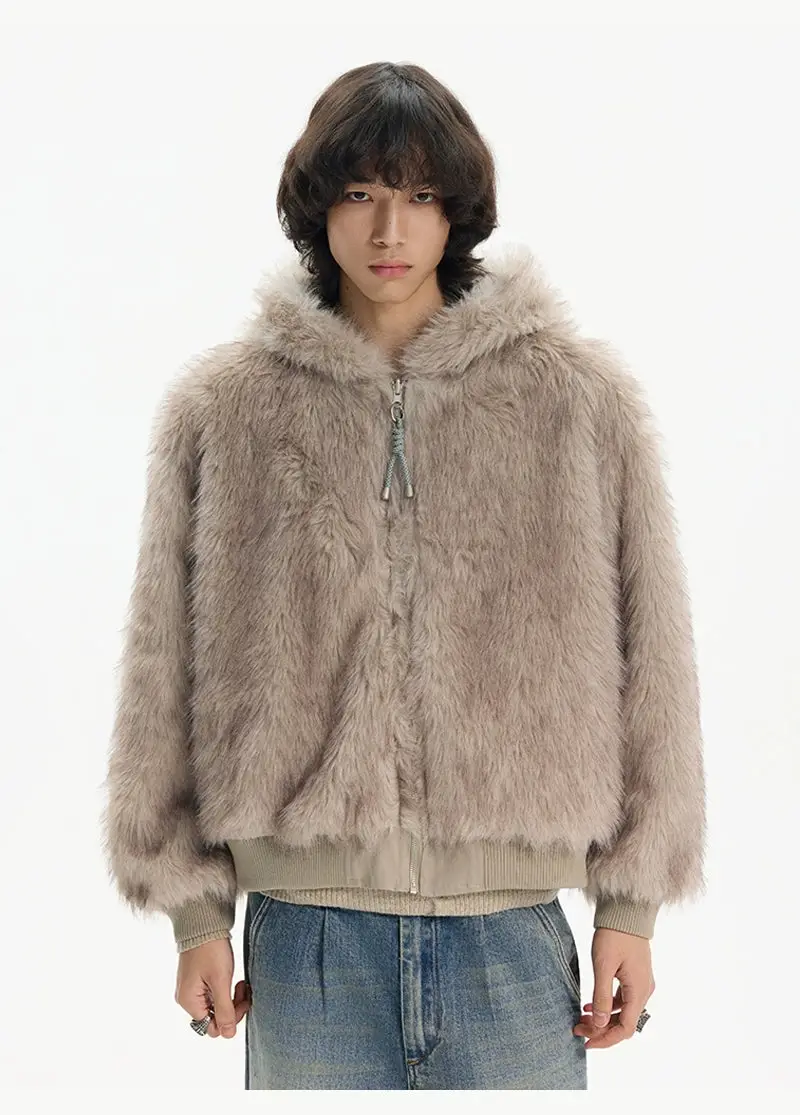 Reversible Fur Hooded Bomber Jacket | The Korean Fashion