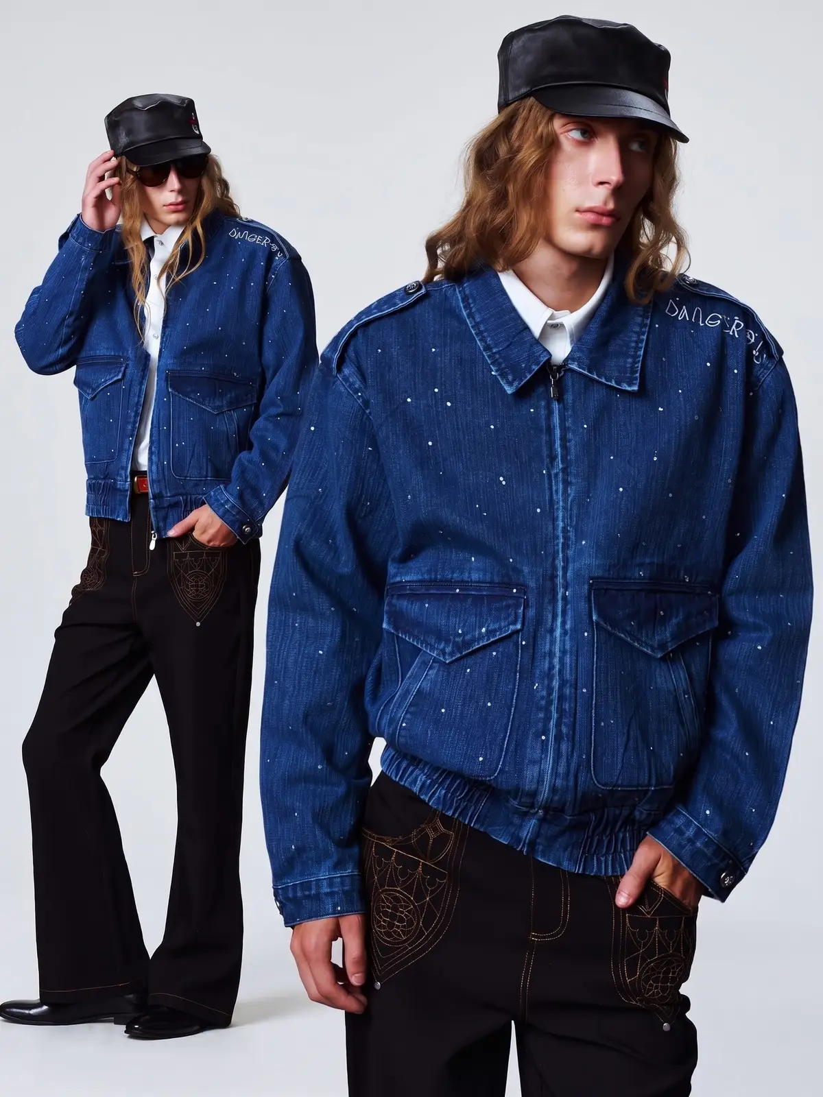Short Sleeve Collarless Pearl Button Tweed Jacket