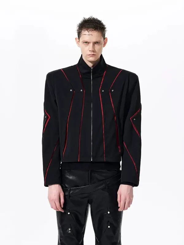 Structured Stand Collar Short Zip Jacket | The Korean Fashion