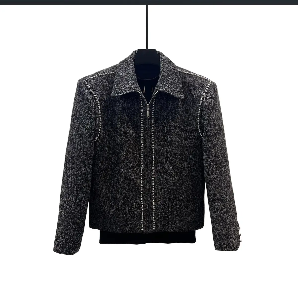 RIM.ARK Lapel collar short JK美品 Studded Lapel Zip Up Short Jacket | The Korean Fashion