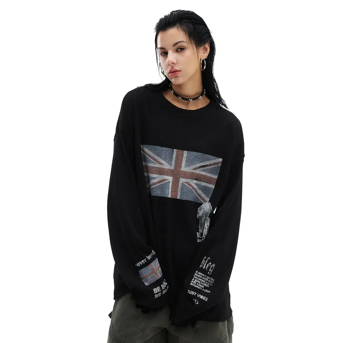 トップス Fancy club UNION JACK LONG SLEEVE Vintage Union Jack Long Sleeve T-Shirt