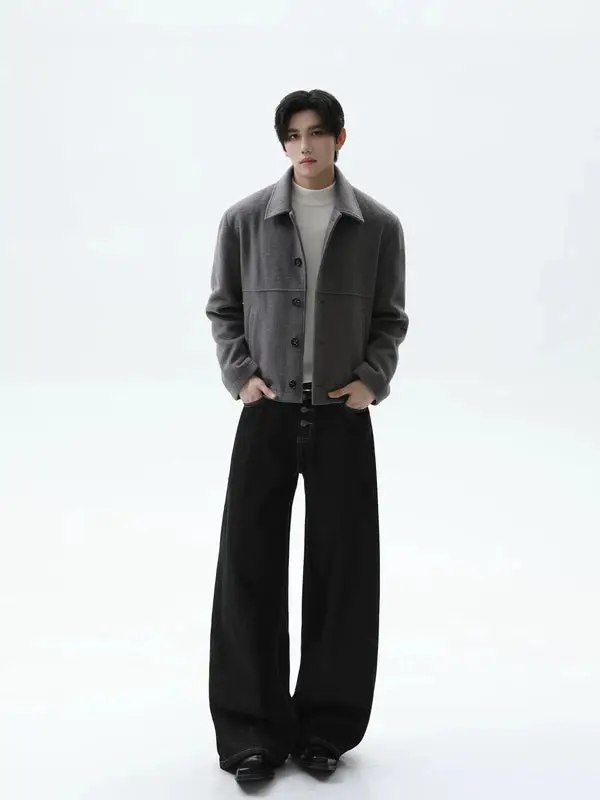Wool Blend Single-Breasted Short Coat | The Korean Fashion