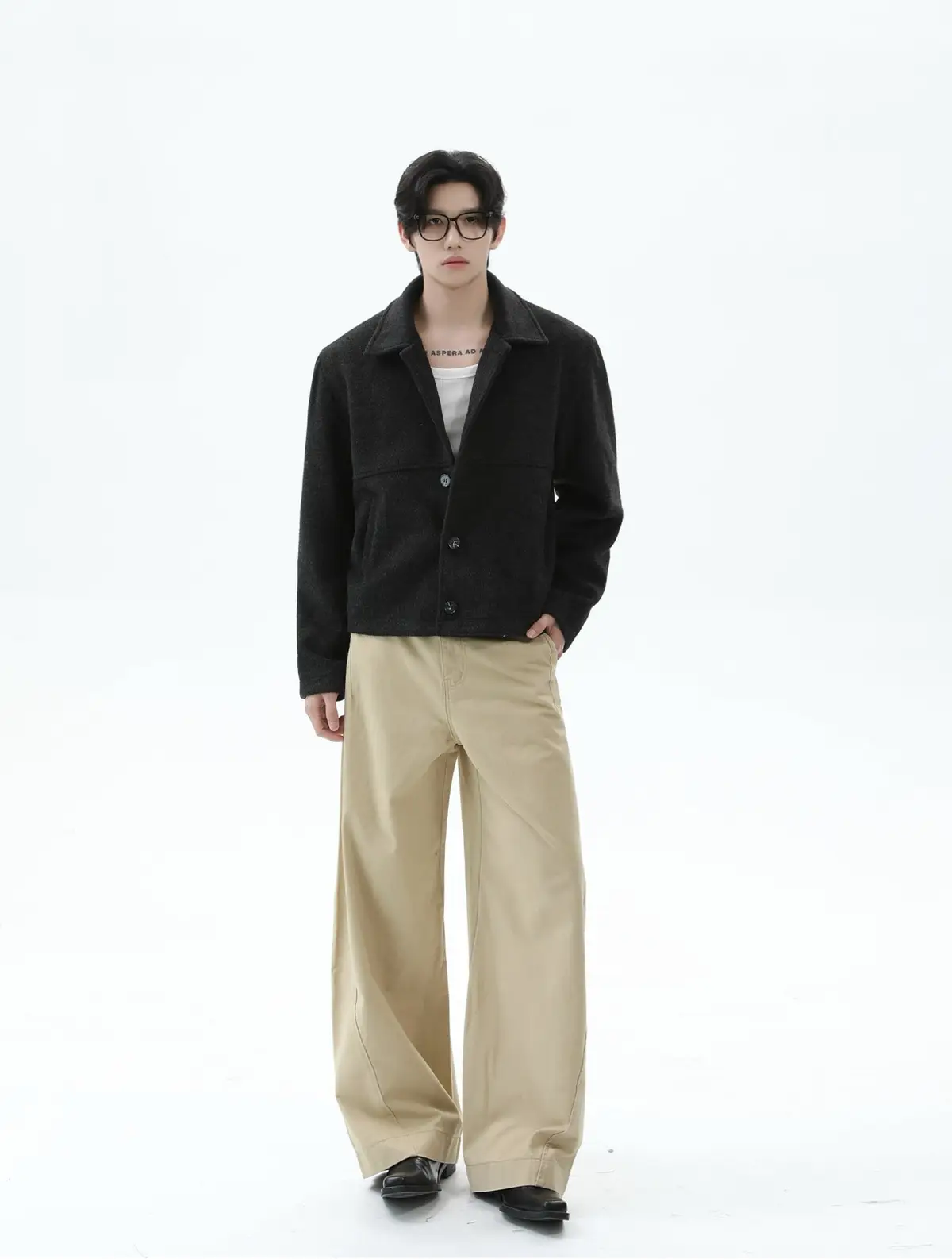Wool Blend Single-Breasted Short Coat | The Korean Fashion