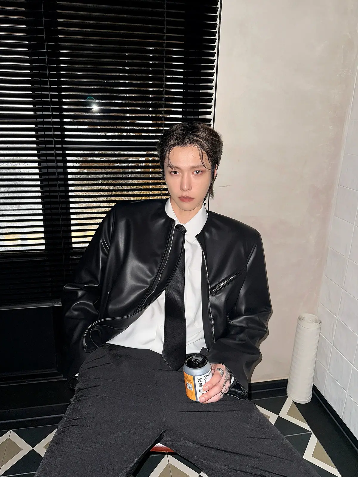 Zipper Motorcycle Short Leather Jacket | The Korean Fashion