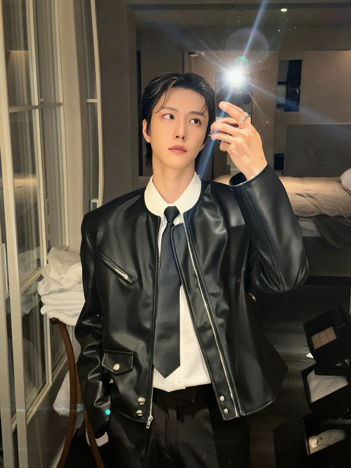 Zipper Motorcycle Short Leather Jacket | The Korean Fashion