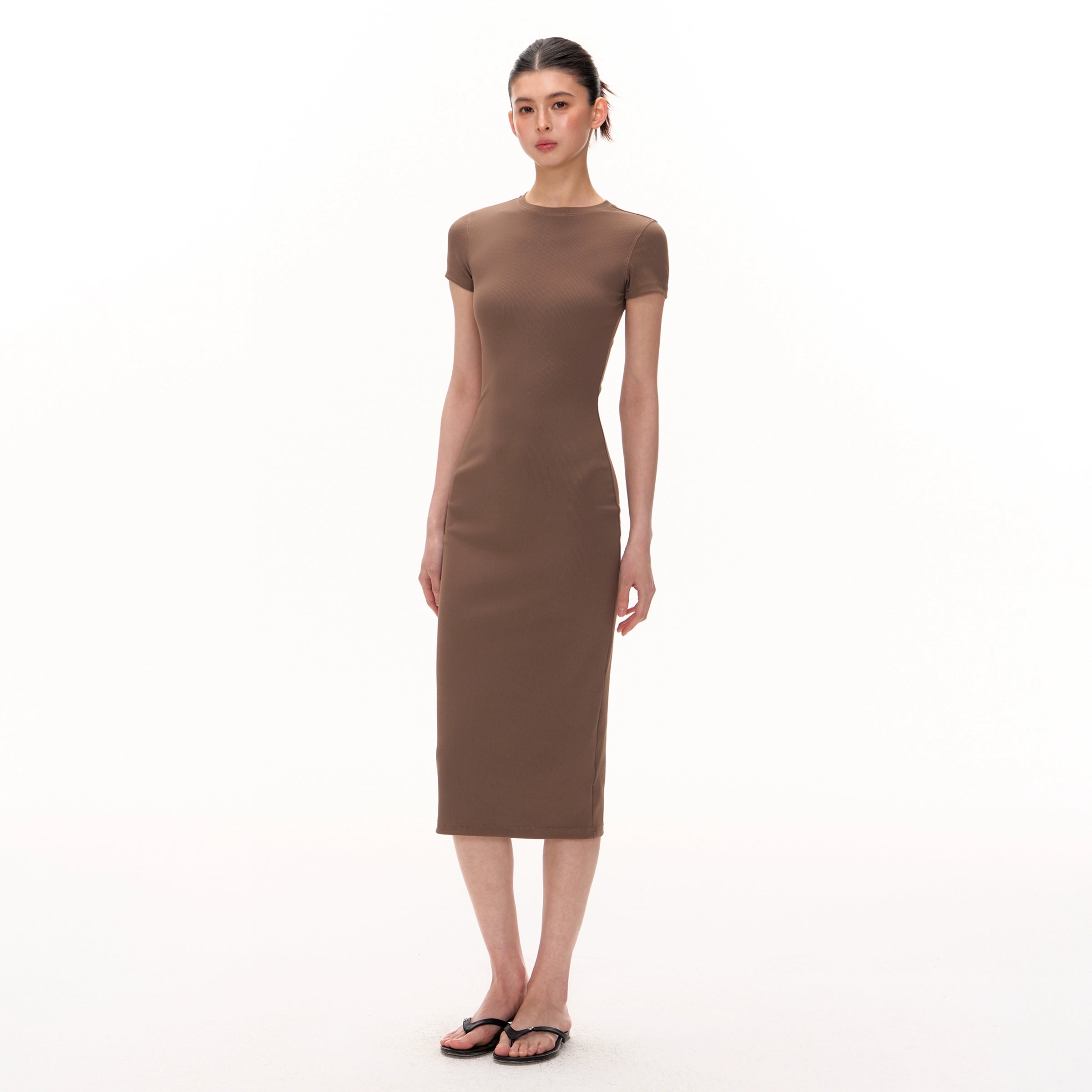 midi bodycon dress with short sleeves Sleeve Ribbed our Short Sleeve Crew