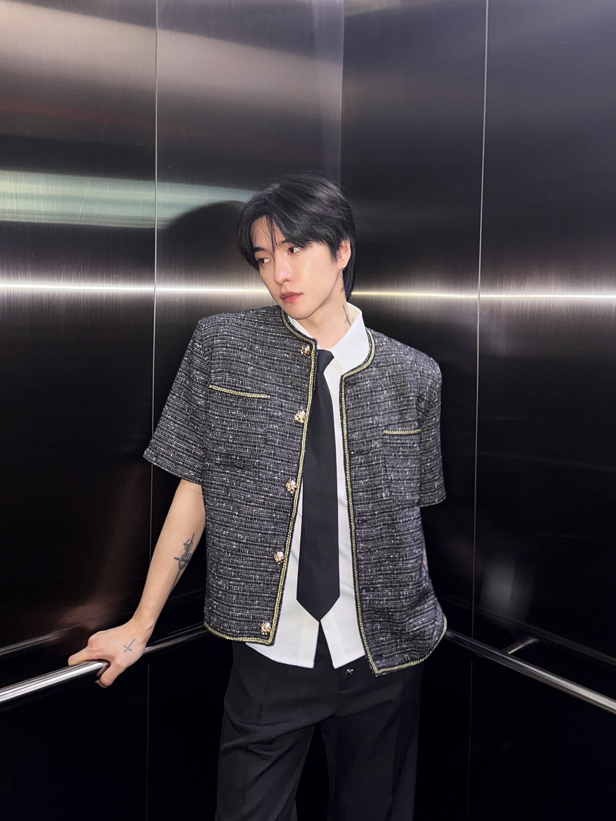 Short Sleeve Tweed Jacket | The Korean Fashion