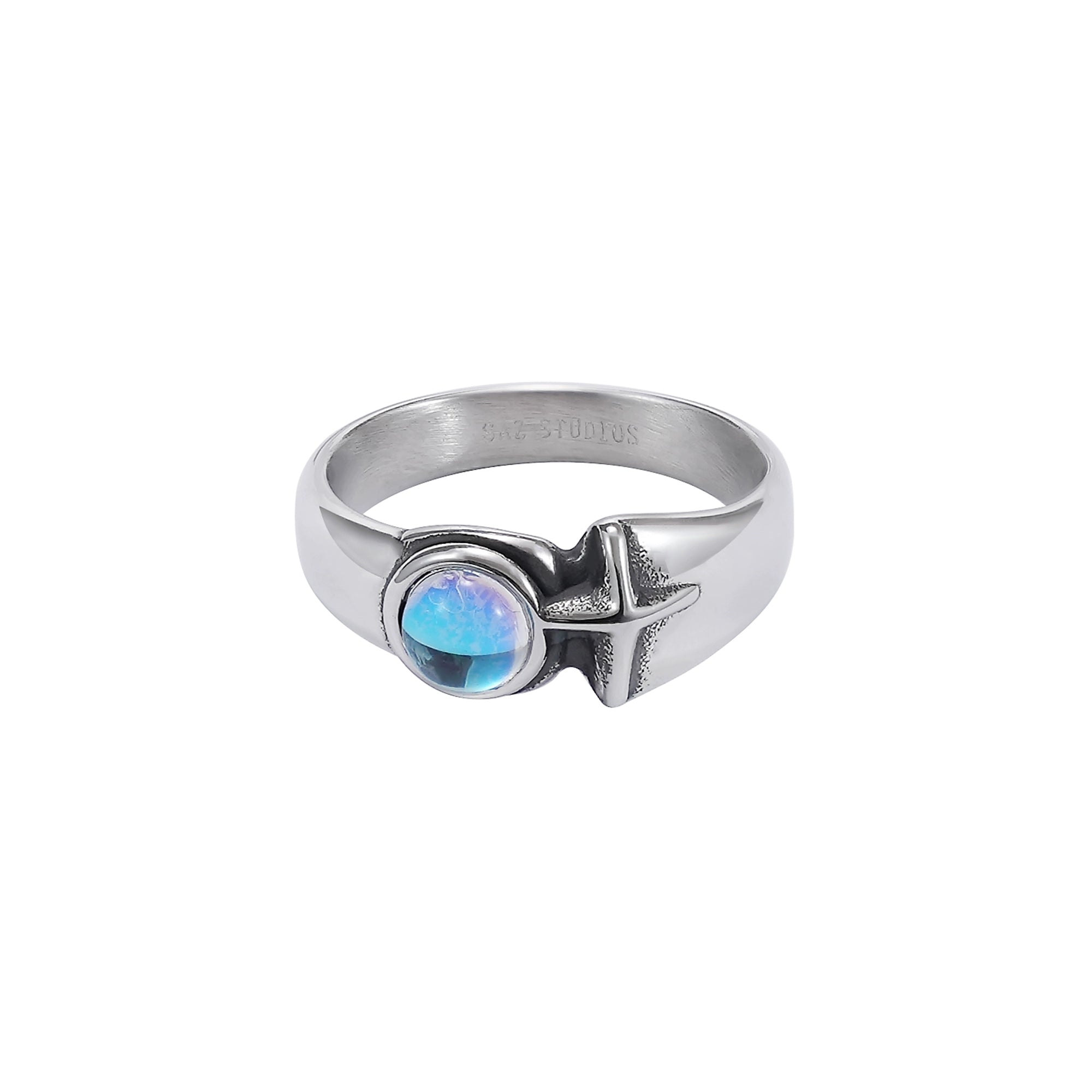 Snake Moonstone Cross Flower Ring | The Korean Fashion