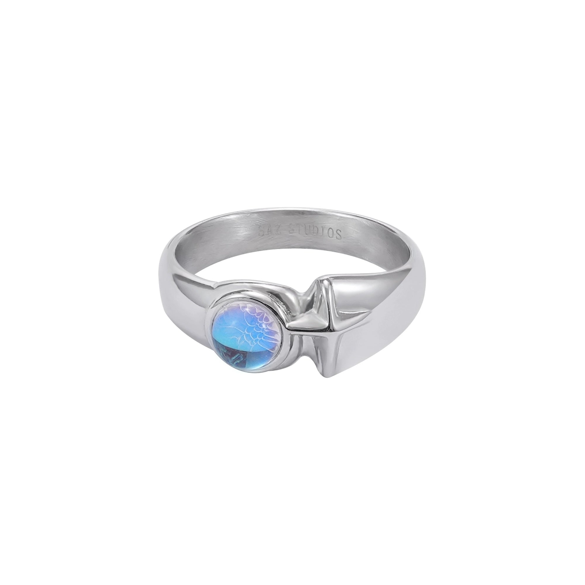 Snake Moonstone Cross Flower Ring | The Korean Fashion