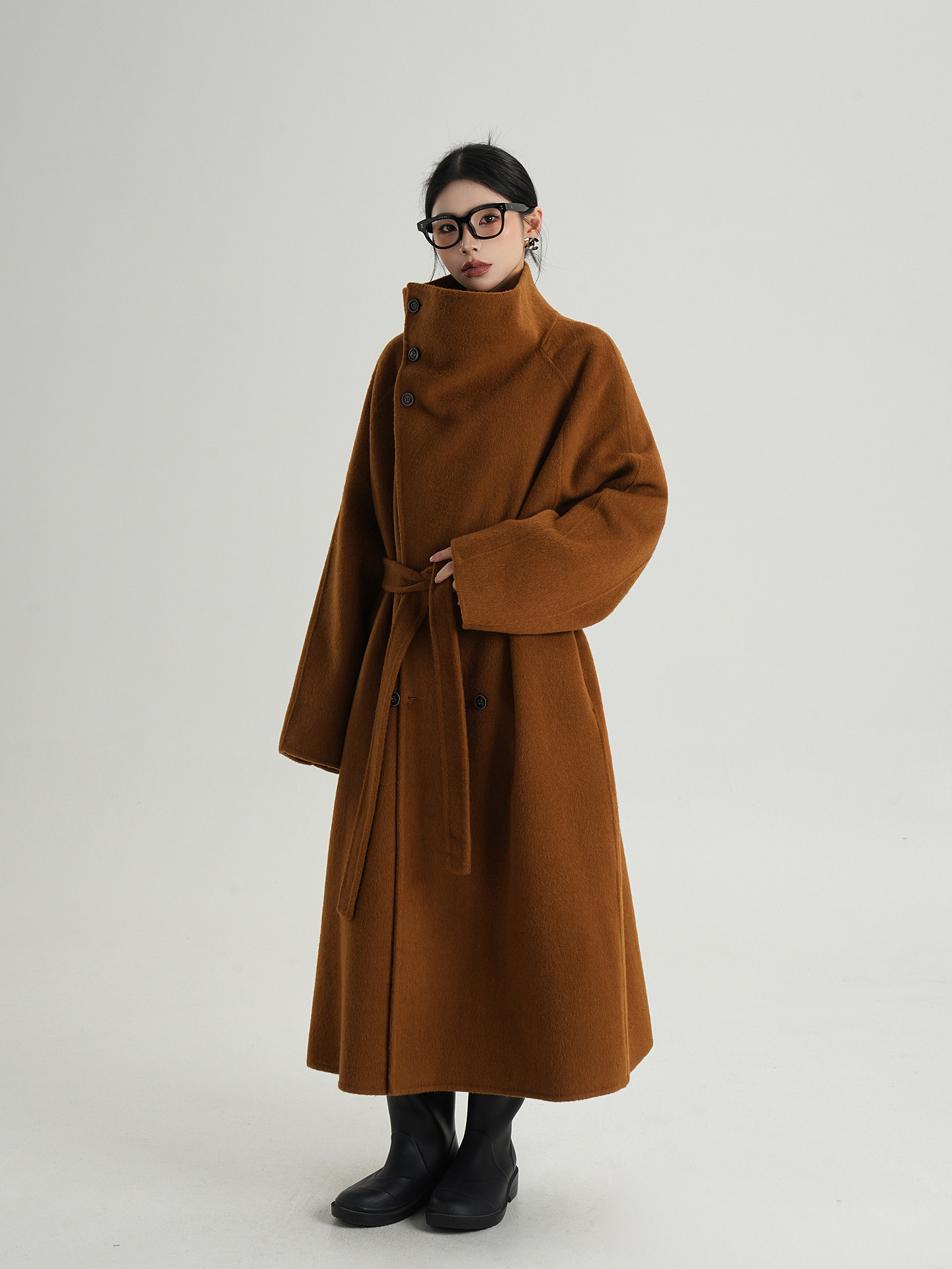 Oversized Stand Collar Bouclé Padded Jacket | The Korean Fashion