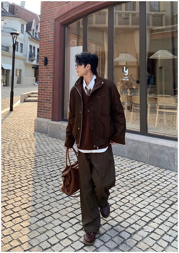 Stand Collar Zipper Coach Jacket | The Korean Fashion