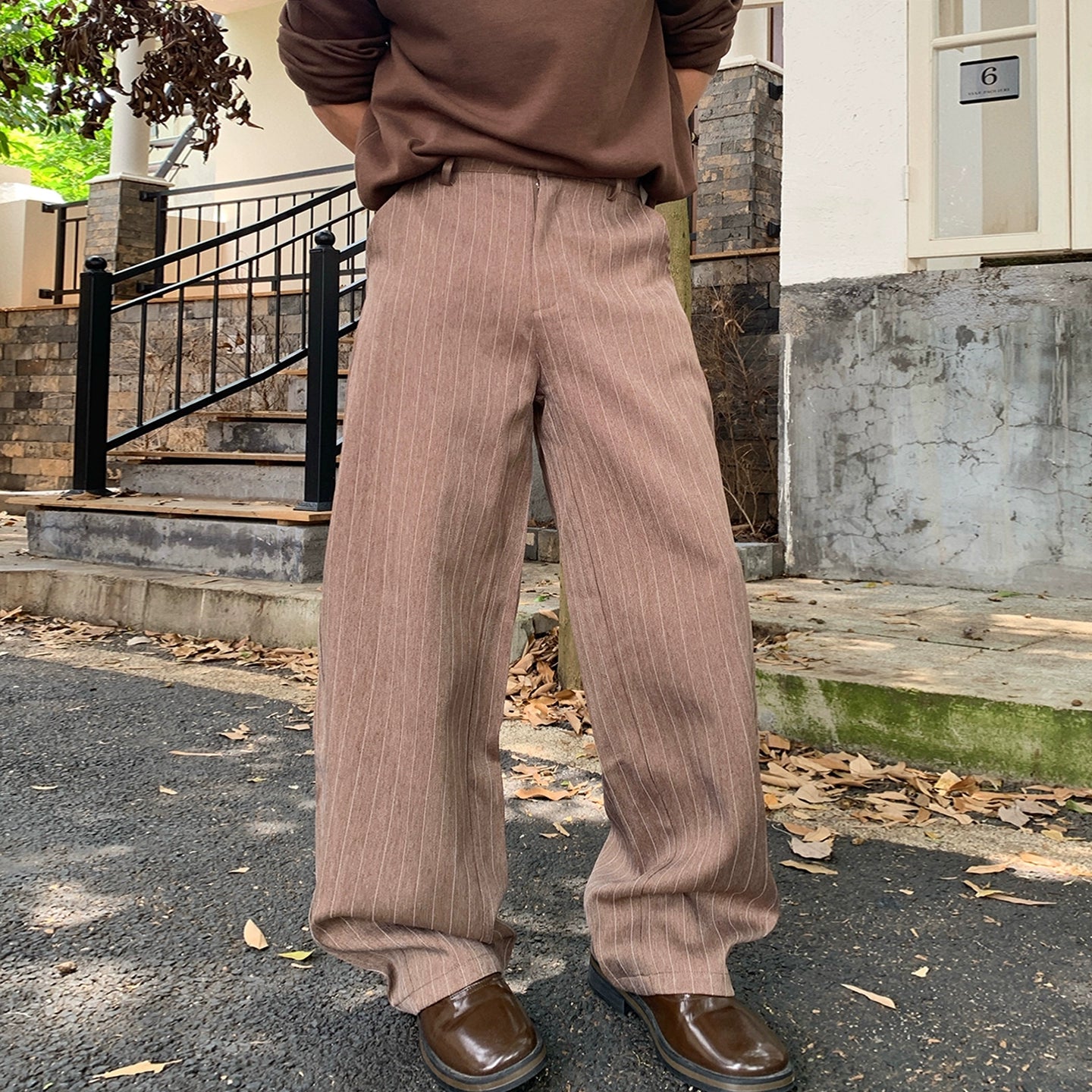 Striped Loose Wide-Leg Pants | The Korean Fashion
