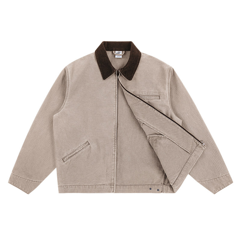 Washed Canvas Work Jacket | Korean Streetwear Style