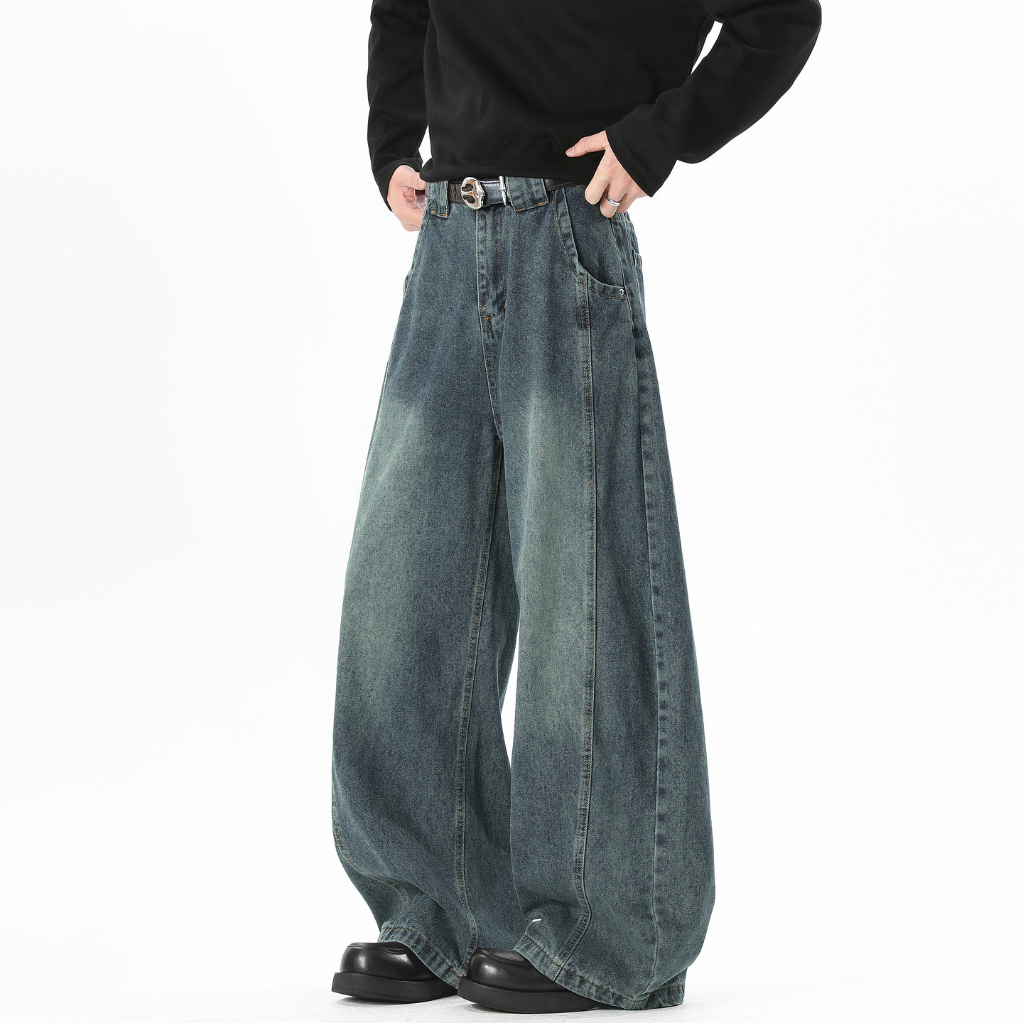 Wide Leg Washed Denim Pants | The Korean Fashion