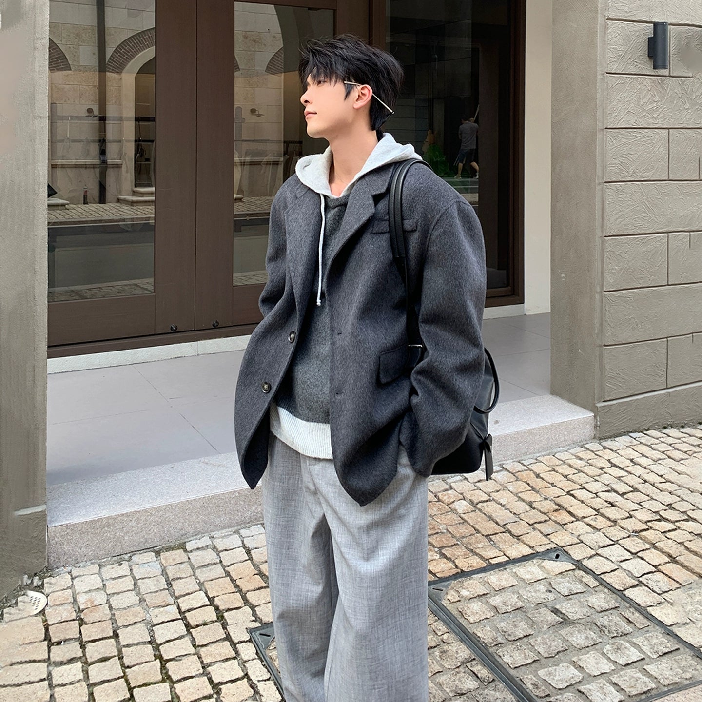 Wool Blend Short Jacket | Relaxed Fit Korean Style Blazer