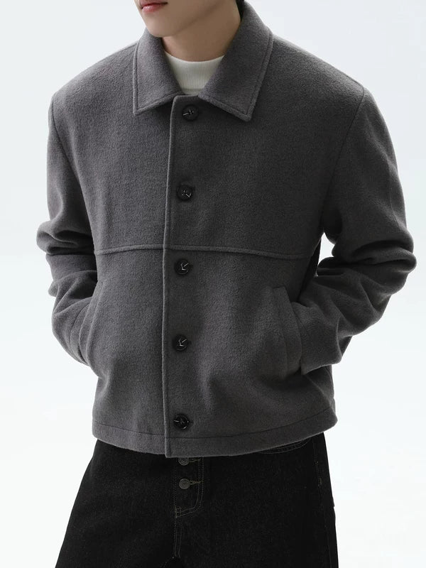 Wool Blend Single-Breasted Short Coat | The Korean Fashion