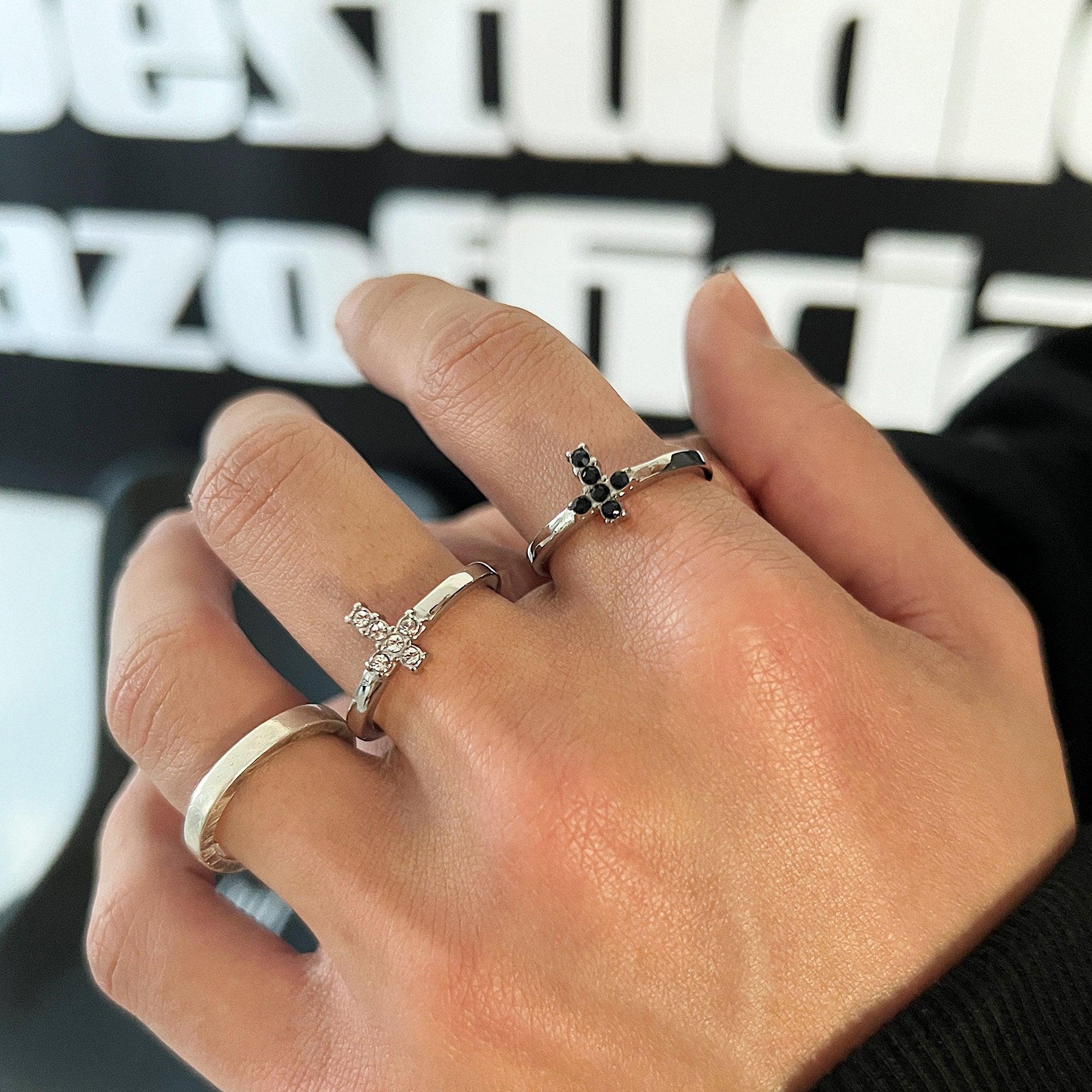 Zircon Cross Ring | Titanium Steel Korean Style Jewelry